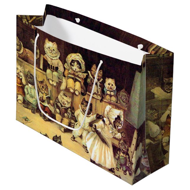 Kittens of a Cat's School, Louis Wain Poster Large Gift Bag (Front Angled)