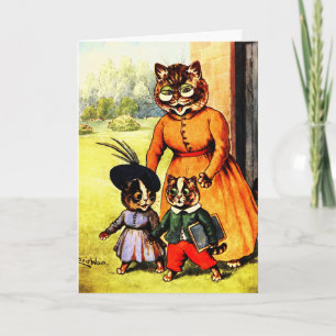 Kittens Off to School Louis Wain Card