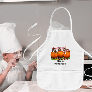 Kittens on Pumpkins for Halloween Kids Apron