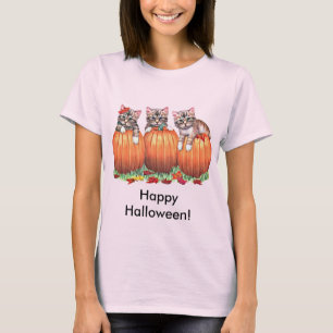 Kittens on Pumpkins for Halloween T-Shirt
