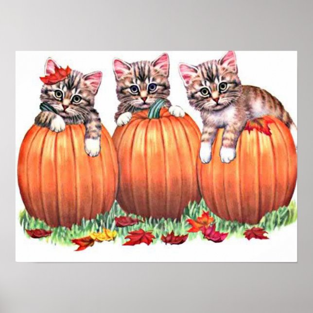 Kittens on Pumpkins Print (Front)