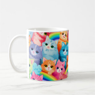 Kittens on Rainbows Sweet Cats in Many Colours Coffee Mug
