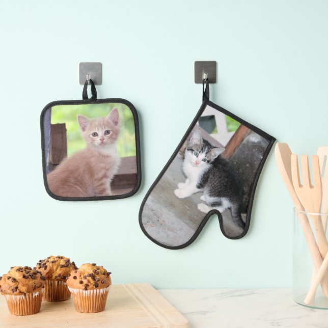 Kittens Oven Mitt & Pot Holder Set (Insitu(Hanging))