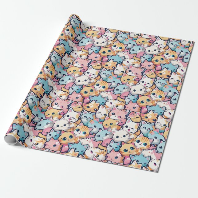 Kittens pattern wrapping paper (Unrolled)