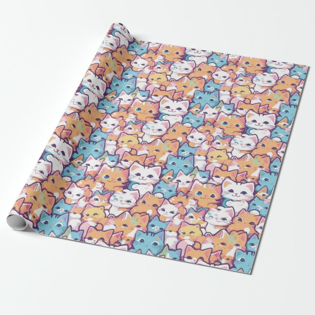 Kittens pattern wrapping paper (Unrolled)