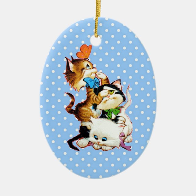 kittens playing ceramic tree decoration (Front)