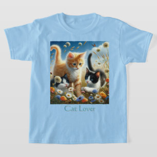 Kittens Playing in Garden Cat Lover T-Shirt