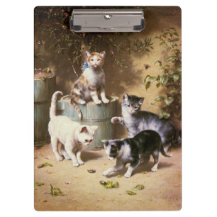 Kittens Playing with Beetles, Carl Reichert Clipboard