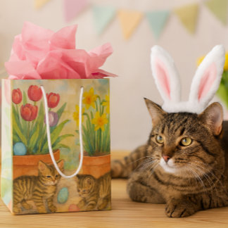 Kittens Playing with Easter Eggs  Medium Gift Bag