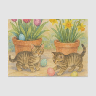 Kittens Playing with Easter Eggs  Tissue Paper