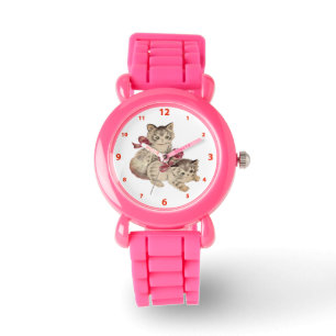 Kittens Red Bow & Roses Watch