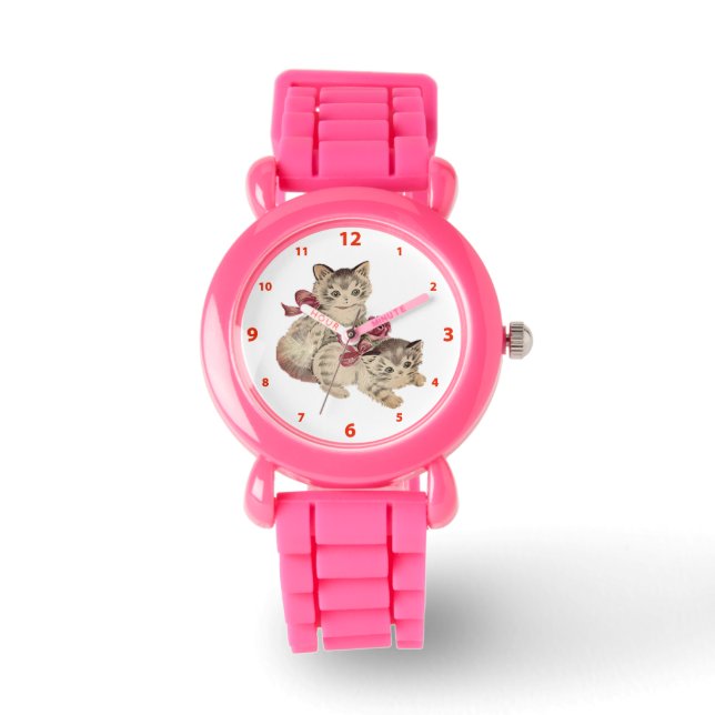 Kittens Red Bow & Roses Watch (Front)
