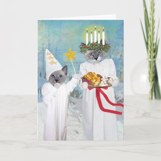 Kittens' Santa Lucia Greeting Card (Front)