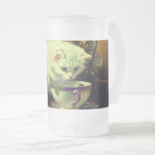 Kittens Tea Party Frosted Glass Beer Mug