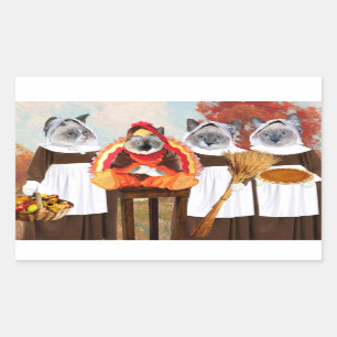 Kittens Thanksgiving Rectangle Stickers