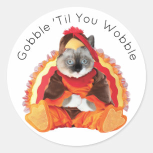 Kittens Thanksgiving Round Stickers