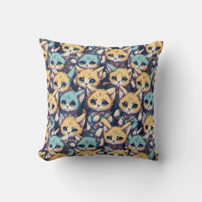 Kittens Throw Pillow (Front)
