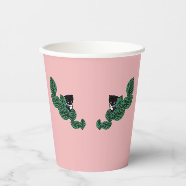 Kittens with Leaves Glass Paper Cups (Front)