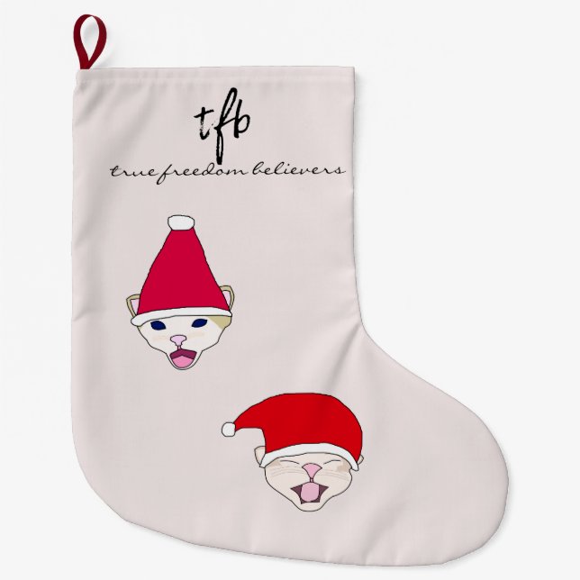 #KittensAgainstAISlop I Large Christmas Stocking (Front)