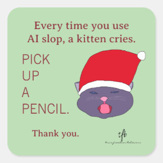 #KittensAgainstAISlop III Christmas Square Sticker