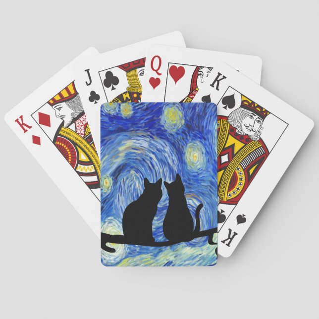 Kitties at Night   Playing Cards (Back)