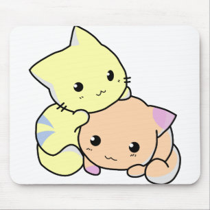 kitties cartoon snuggle cats cute mouse mat