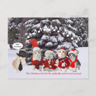 Kitties Singing Christmas Carols Holiday Postcard