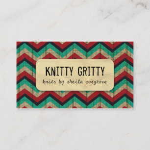 Kitting Crochet Chevron Red Teal Business Card