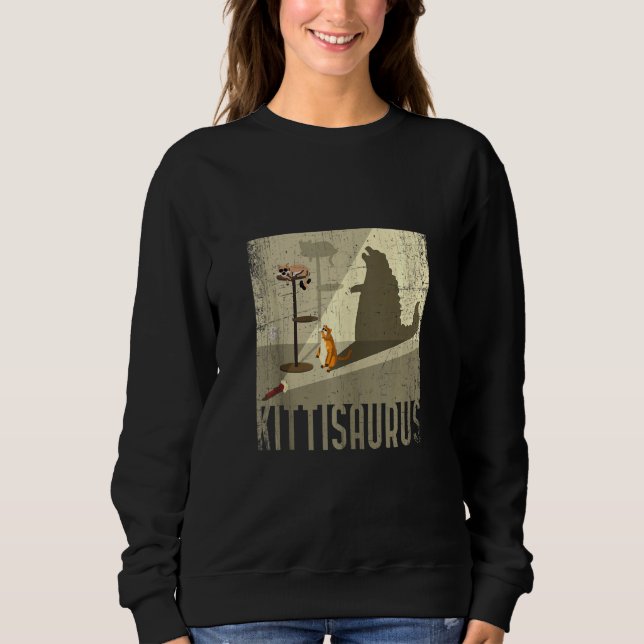 Kittisaurus Kitty And Dinosaur T Rex Shadow Cat Sweatshirt (Front)