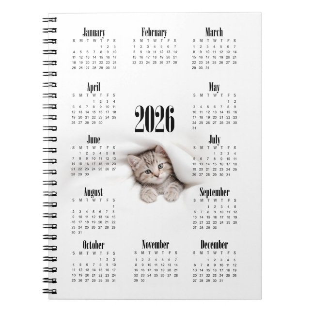 Kitty 2026 Calendar Notebook (Front)