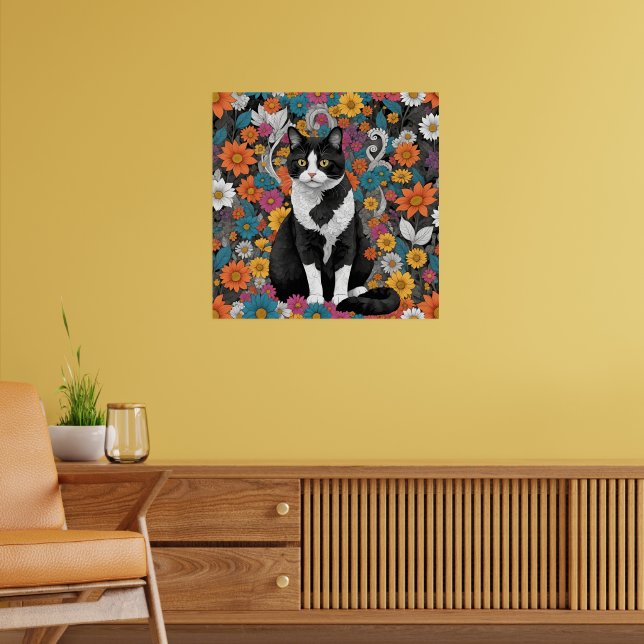 Kitty among the flowers poster (Living Room 2)