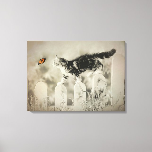 Kitty and Butterfly Canvas Print (Front)