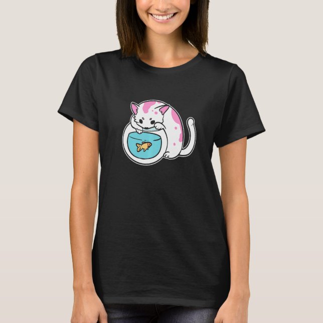 Kitty and Goldfish Cat Mum T-Shirt (Front)