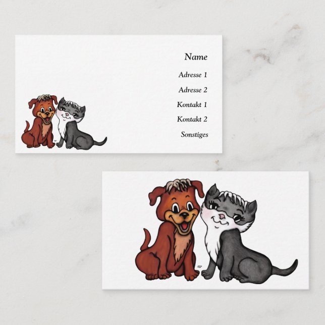 Kitty and Puppy Business Card (Front/Back)