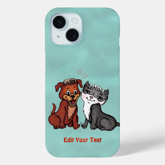 Kitty and Puppy , Edit Your Text Case-Mate iPhone Case (Back)