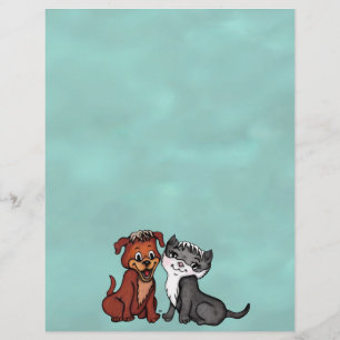 Kitty and Puppy , Edit Your Text Custom Letterhead
