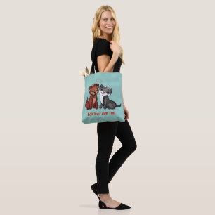 Kitty and Puppy , Edit Your Text Tote Bag