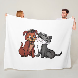 Kitty and Puppy Fleece Blanket