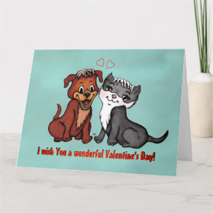 Kitty and Puppy , Happy Valentines Day! Card