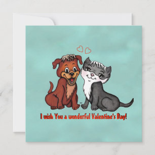 Kitty and Puppy , Happy Valentines Day! Card