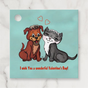 Kitty and Puppy , Happy Valentines Day! Favour Tags