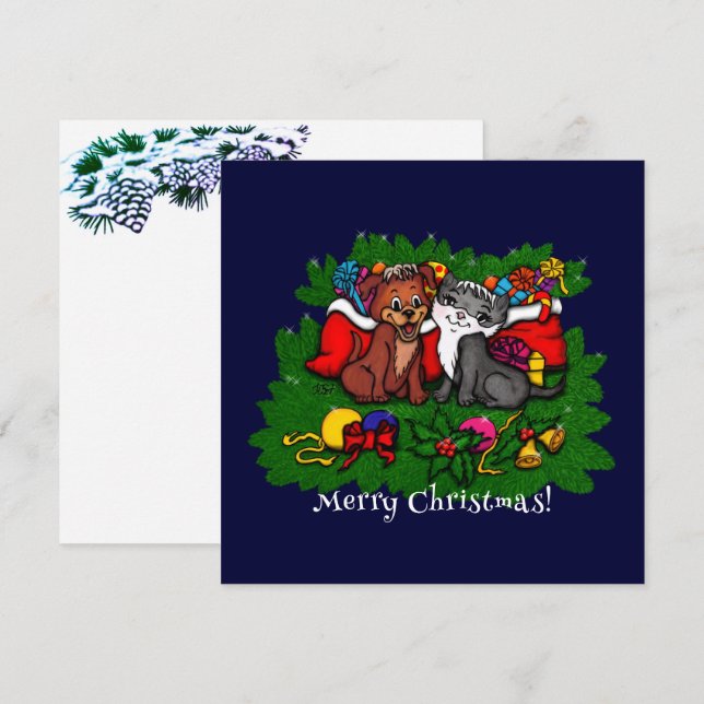 Kitty and Puppy , Happy XMas (Front/Back)