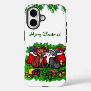 Kitty and Puppy , Happy XMas iPhone 16 Case