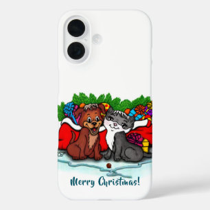 Kitty and Puppy , Happy XMas iPhone 16 Case