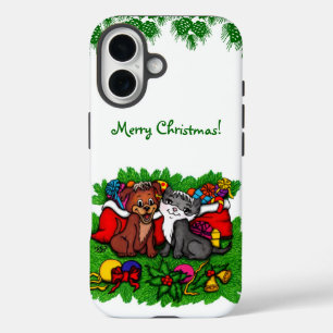 Kitty and Puppy , Happy XMas iPhone 16 Case