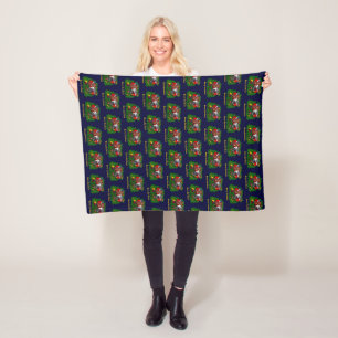 Kitty and Puppy , Happy XMas Fleece Blanket