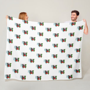 Kitty and Puppy , Happy XMas Fleece Blanket
