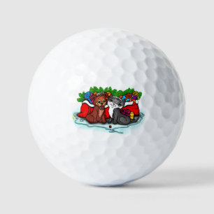 Kitty and Puppy , Happy XMas Golf Balls