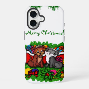 Kitty and Puppy , Happy XMas iPhone 16 Case