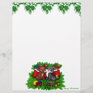 Kitty and Puppy , Happy XMas Letterhead